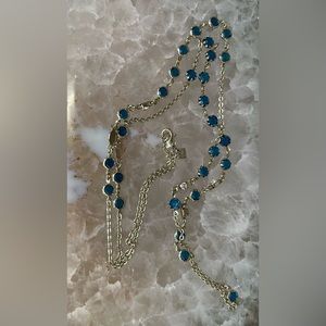 Banana Republic silver toned necklace teal beads 35”